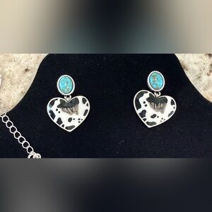 Wrangler Montana West Heart Pendant Necklace with Turquoise Accent Earrings NEW